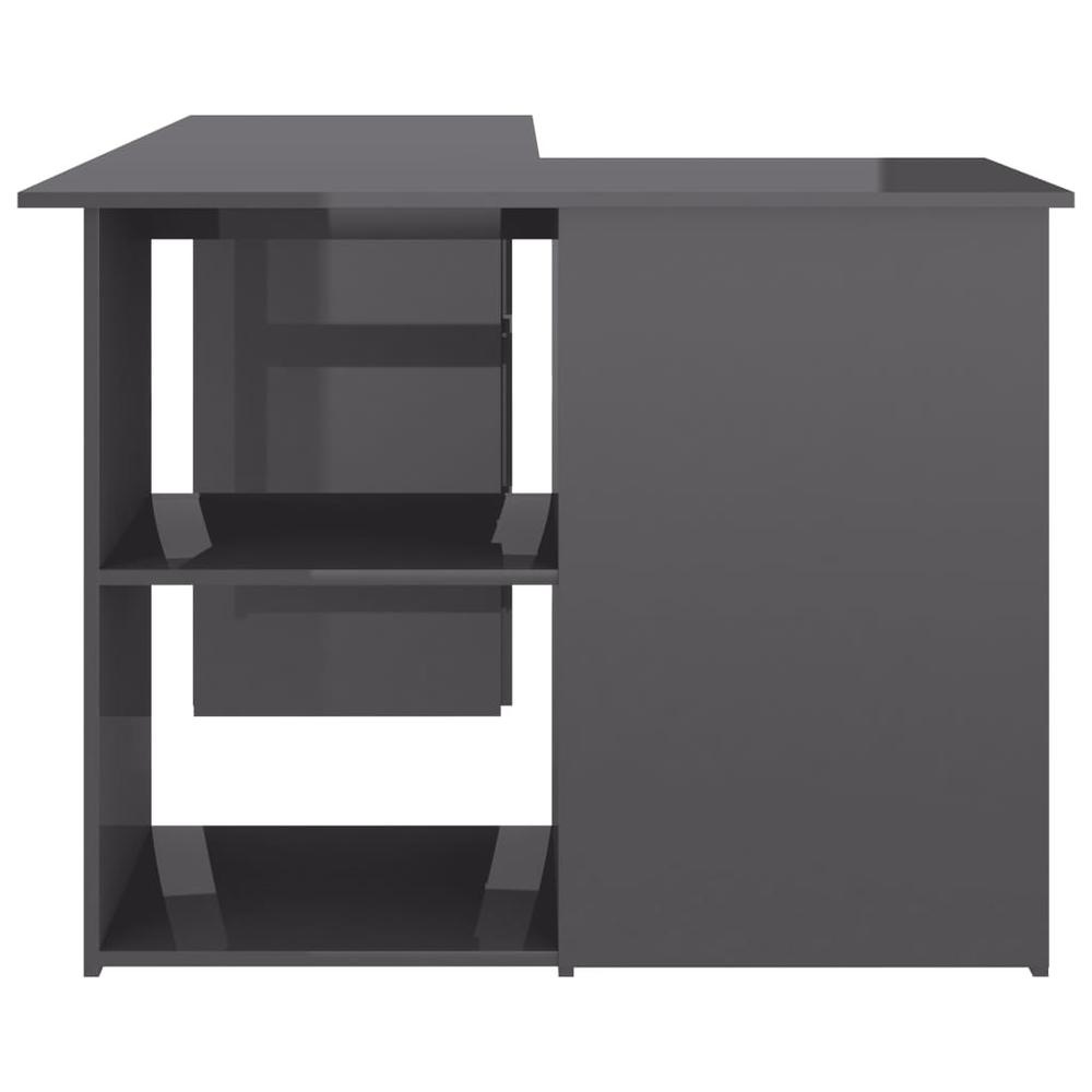 vidaXL Corner Desk High Gloss Gray 57.1"x39.4"x29.9" Chipboard, 801097. Picture 7