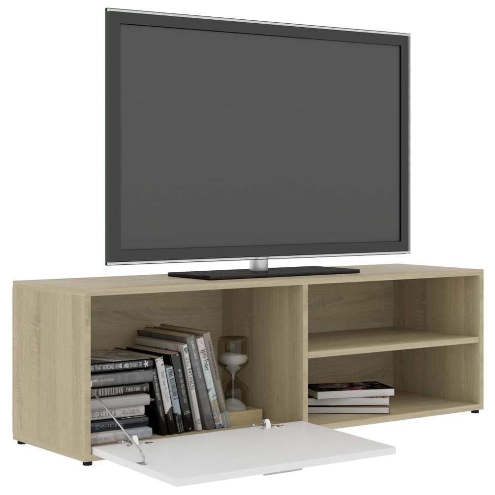 vidaXL TV Cabinet White and Sonoma Oak 47.2"x13.4"x14.6" Chipboard, 801157. Picture 5