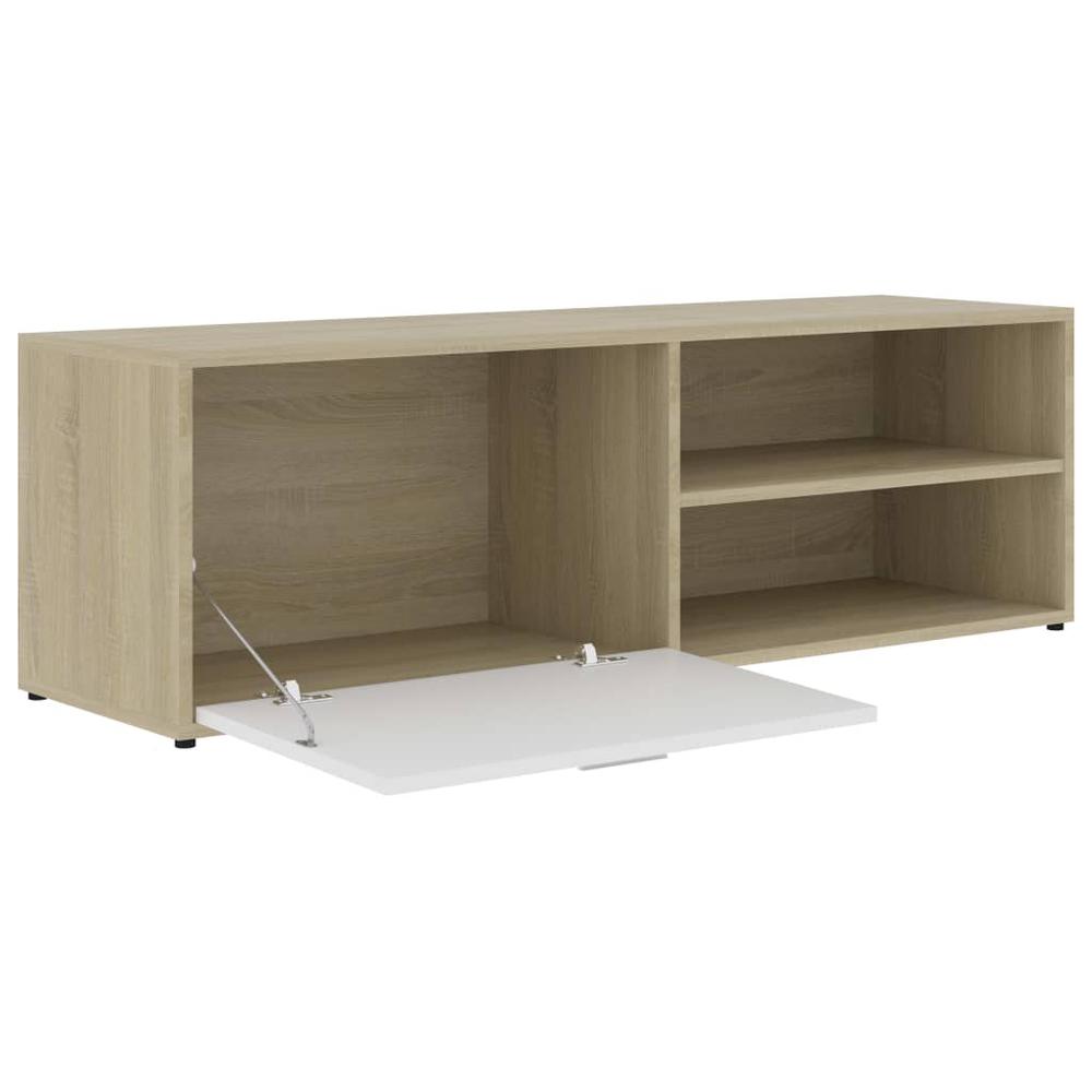 vidaXL TV Cabinet White and Sonoma Oak 47.2"x13.4"x14.6" Chipboard, 801157. Picture 6