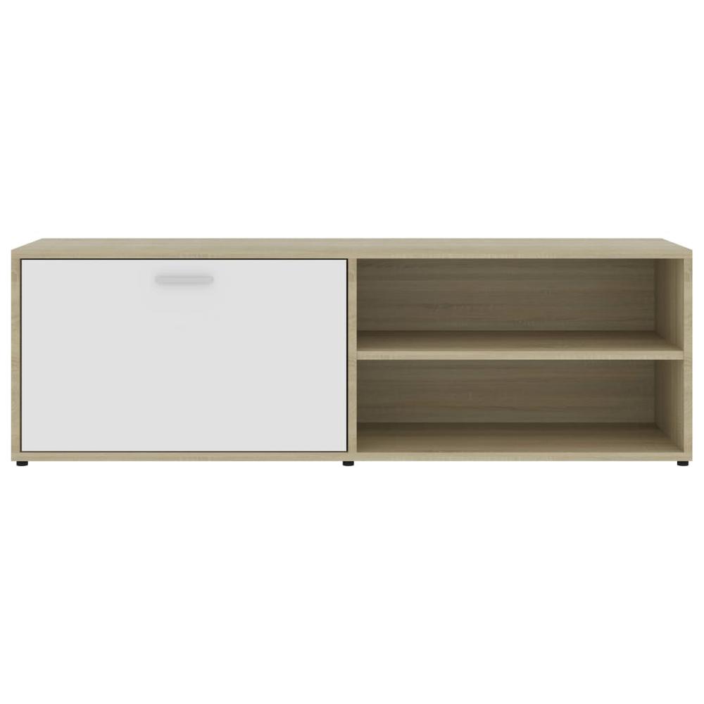 vidaXL TV Cabinet White and Sonoma Oak 47.2"x13.4"x14.6" Chipboard, 801157. Picture 7
