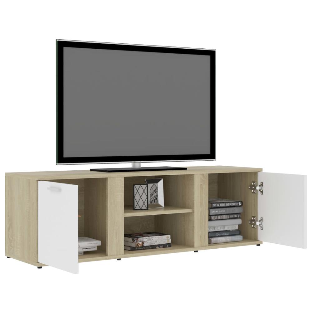 vidaXL TV Cabinet White and Sonoma Oak 47.2"x13.4"x14.6" Chipboard, 801166. Picture 5