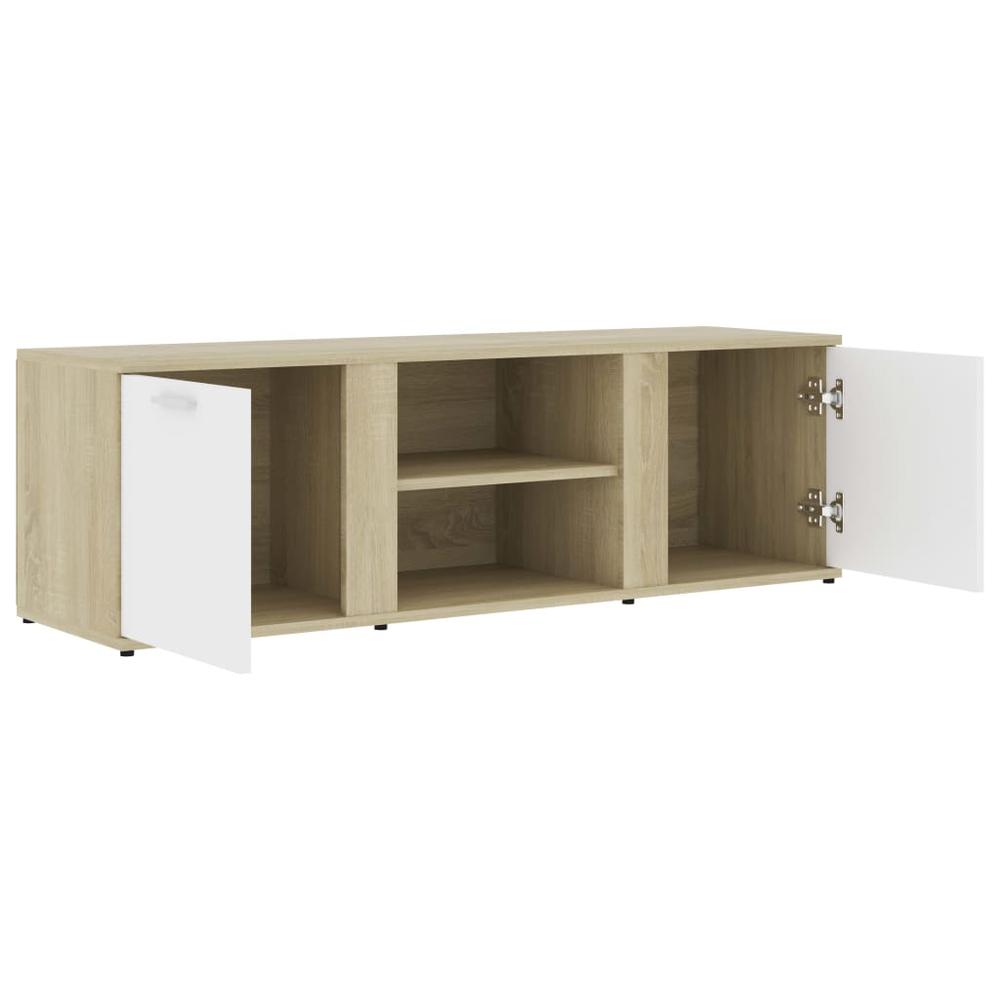 vidaXL TV Cabinet White and Sonoma Oak 47.2"x13.4"x14.6" Chipboard, 801166. Picture 6