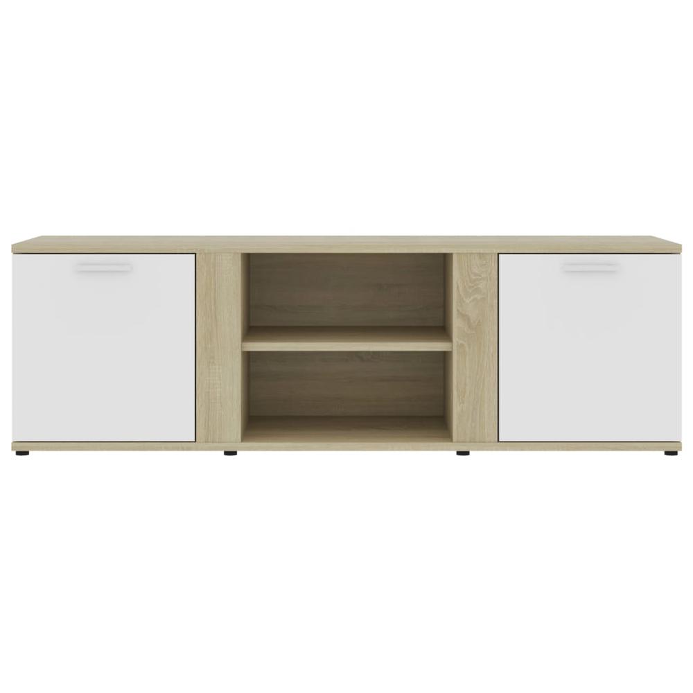 vidaXL TV Cabinet White and Sonoma Oak 47.2"x13.4"x14.6" Chipboard, 801166. Picture 7