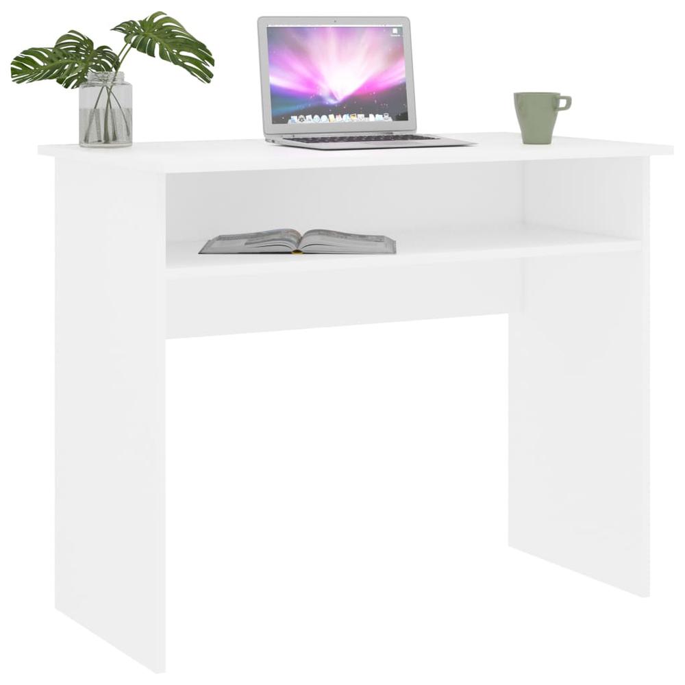 vidaXL Desk White 35.4"x19.6"x29.1" Chipboard, 801170. Picture 3