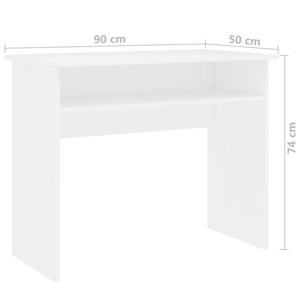vidaXL Desk White 35.4"x19.6"x29.1" Chipboard, 801170. Picture 6
