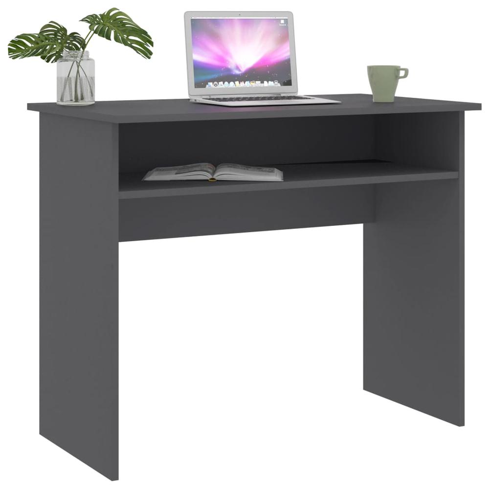 vidaXL Desk Gray 35.4"x19.6"x29.1"Chipboard, 801172. Picture 3