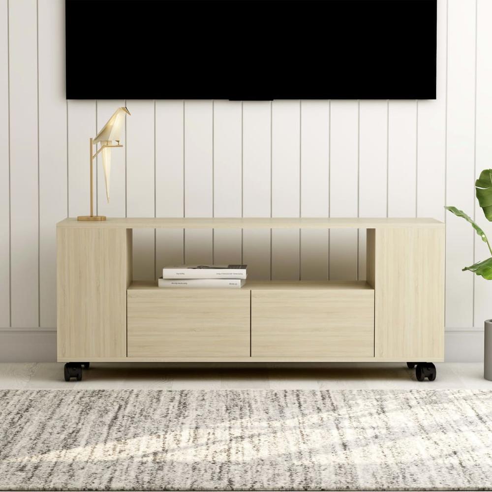 vidaXL TV Cabinet Sonoma Oak 47.2"x11.8"x16.9" Chipboard, 801349. Picture 1