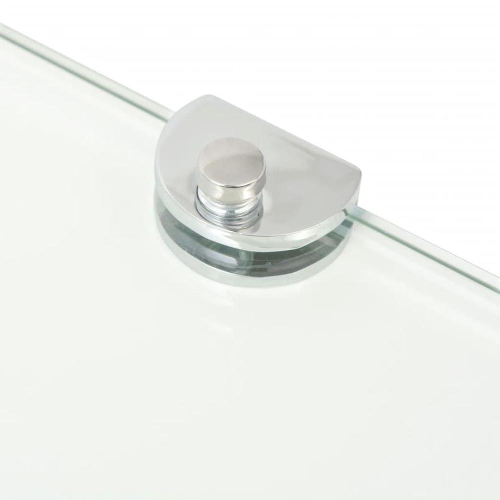 vidaXL Corner Shelves 2 pcs with Chrome Supports Glass Clear 9.8"x9.8", 3051592. Picture 6