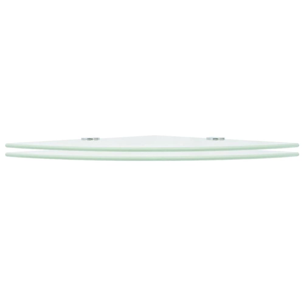 vidaXL Corner Shelves 2 pcs with Chrome Supports Glass White 9.8"x9.8", 3051598. Picture 2