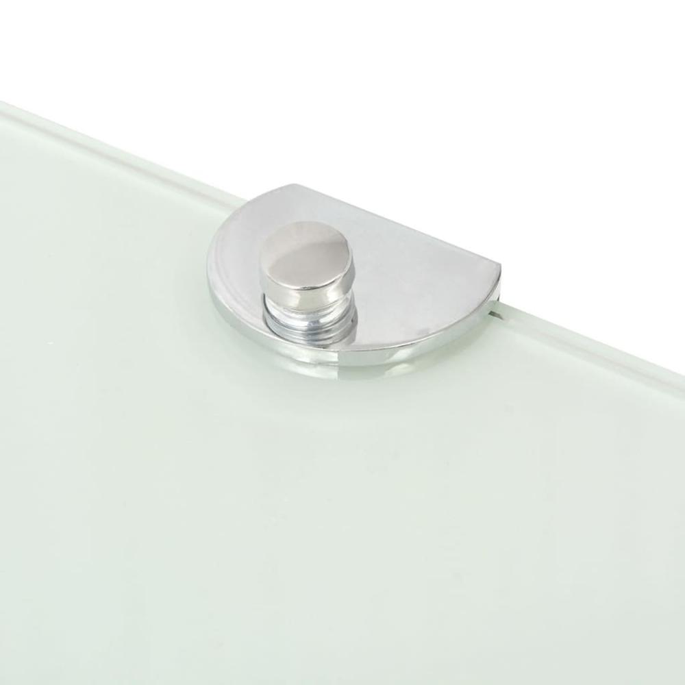 vidaXL Corner Shelves 2 pcs with Chrome Supports Glass White 9.8"x9.8", 3051598. Picture 5