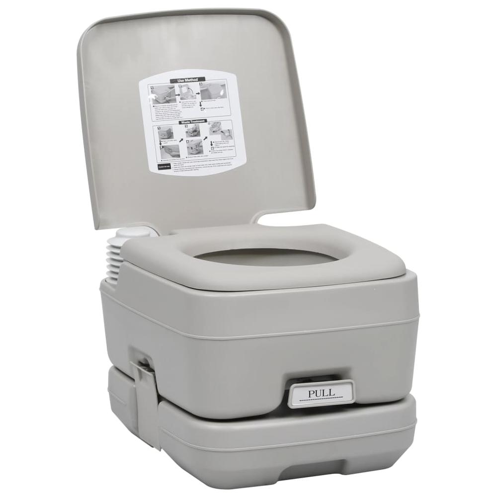vidaXL Portable Camping Toilet Gray 2.6+2.6 gal, 30136. Picture 5