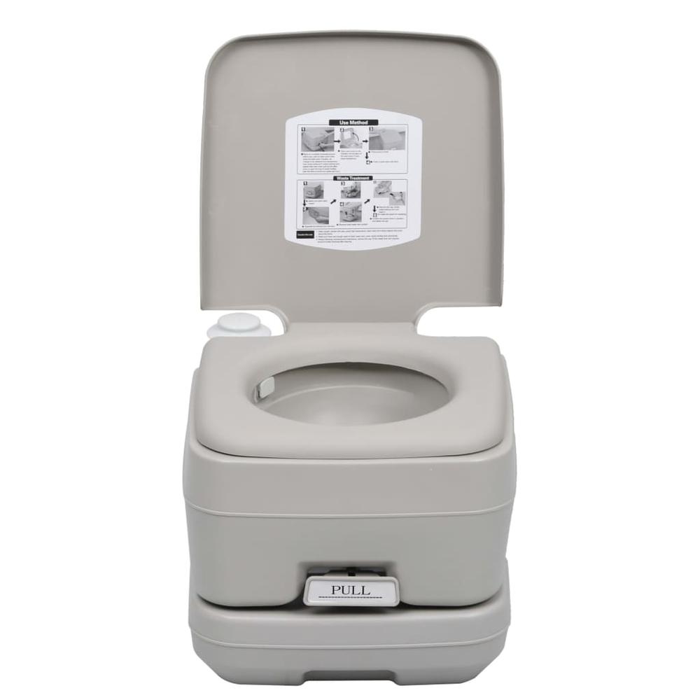 vidaXL Portable Camping Toilet Gray 2.6+2.6 gal, 30136. Picture 6