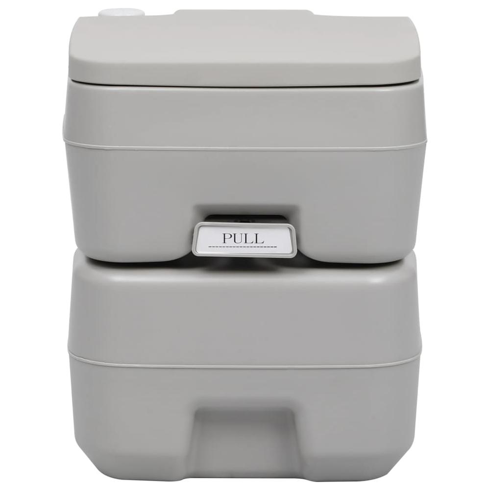 vidaXL Portable Camping Toilet Gray 5.3+2.6 gal, 30137. Picture 2