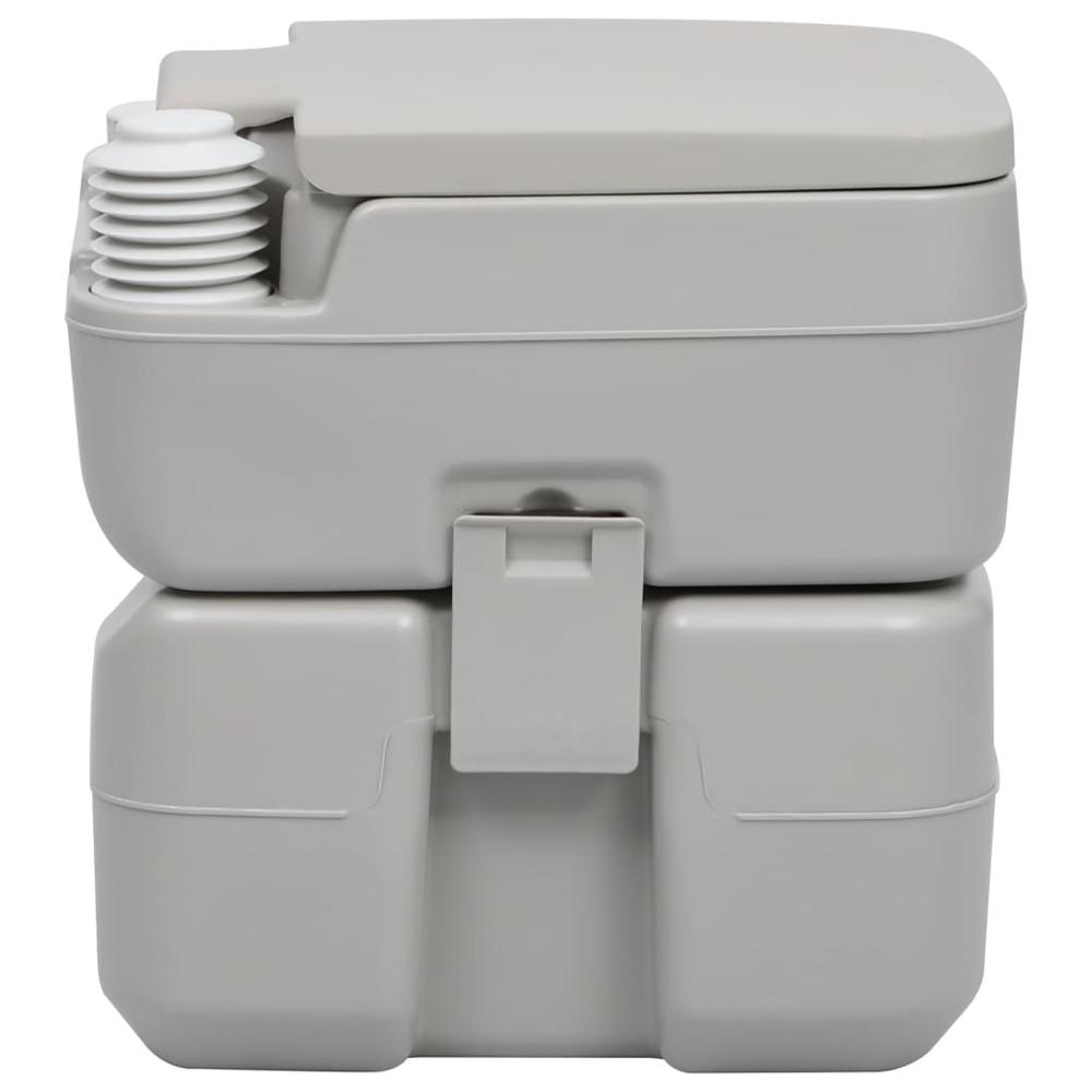 vidaXL Portable Camping Toilet Gray 5.3+2.6 gal, 30137. Picture 3