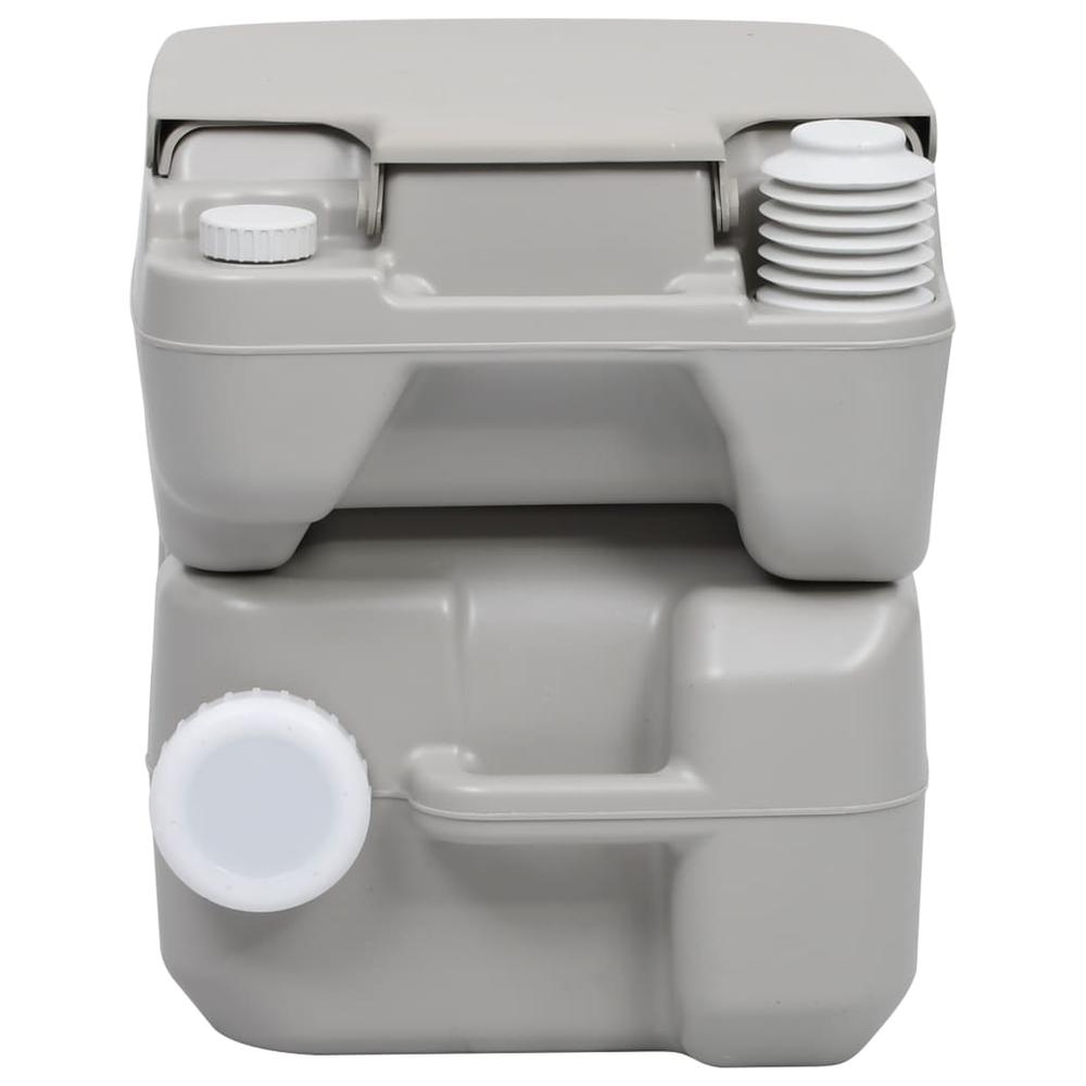 vidaXL Portable Camping Toilet Gray 5.3+2.6 gal, 30137. Picture 4