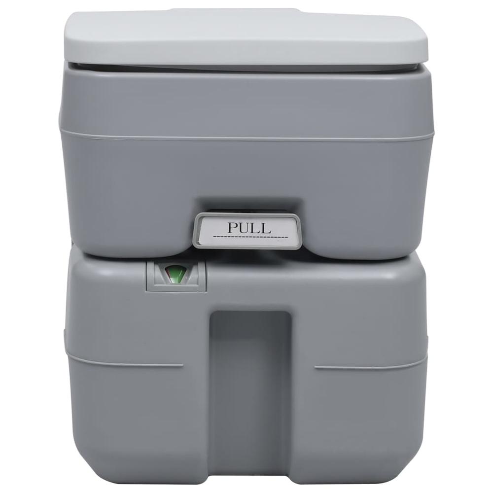 vidaXL Portable Camping Toilet Gray 5.3+2.6 gal, 30138. Picture 2