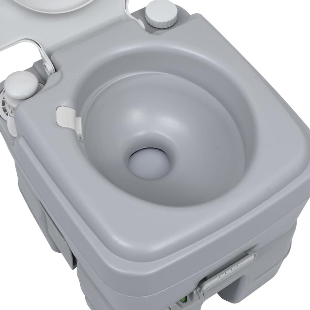 vidaXL Portable Camping Toilet Gray 5.3+2.6 gal, 30138. Picture 6