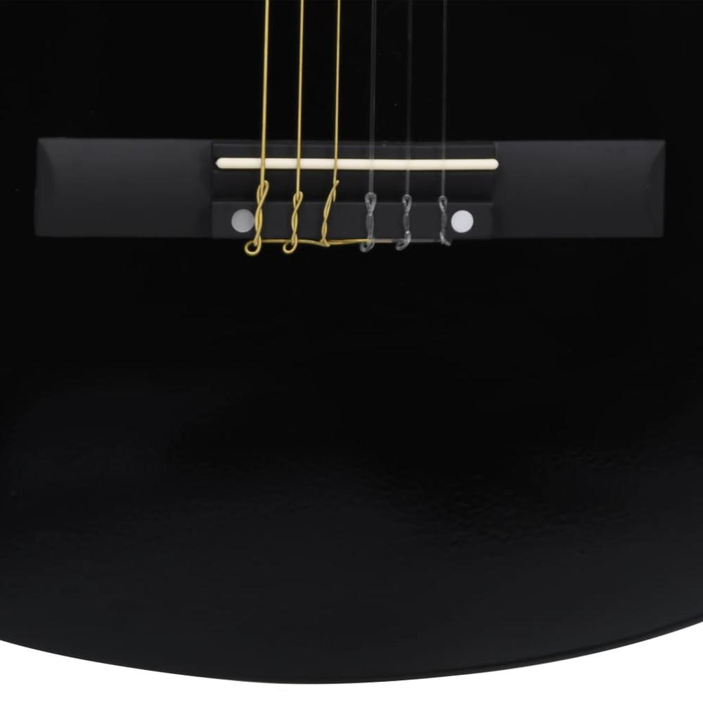 12 Piece Classical Guitar Beginner Set Black 4/4 39". Picture 10