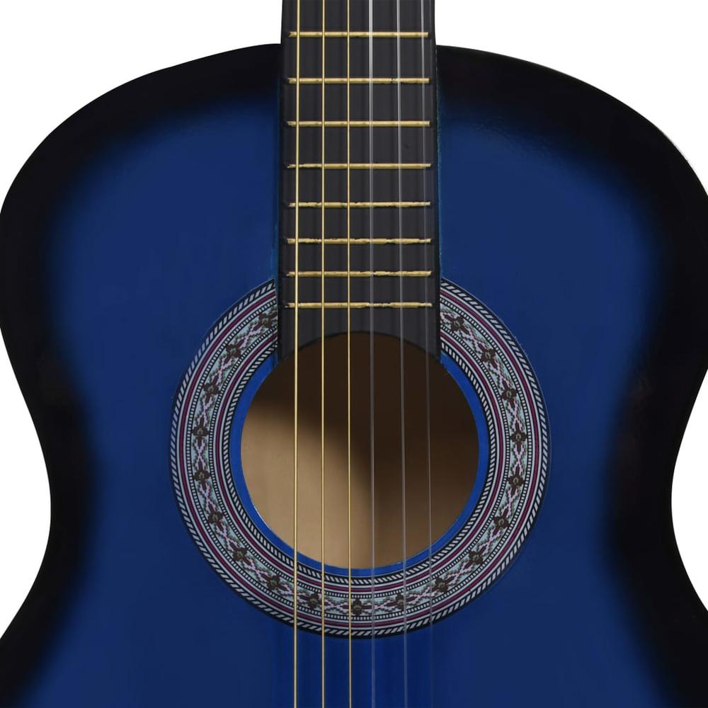 8 Piece Classical Guitar Kid Beginner Set Blue 3/4 36". Picture 8