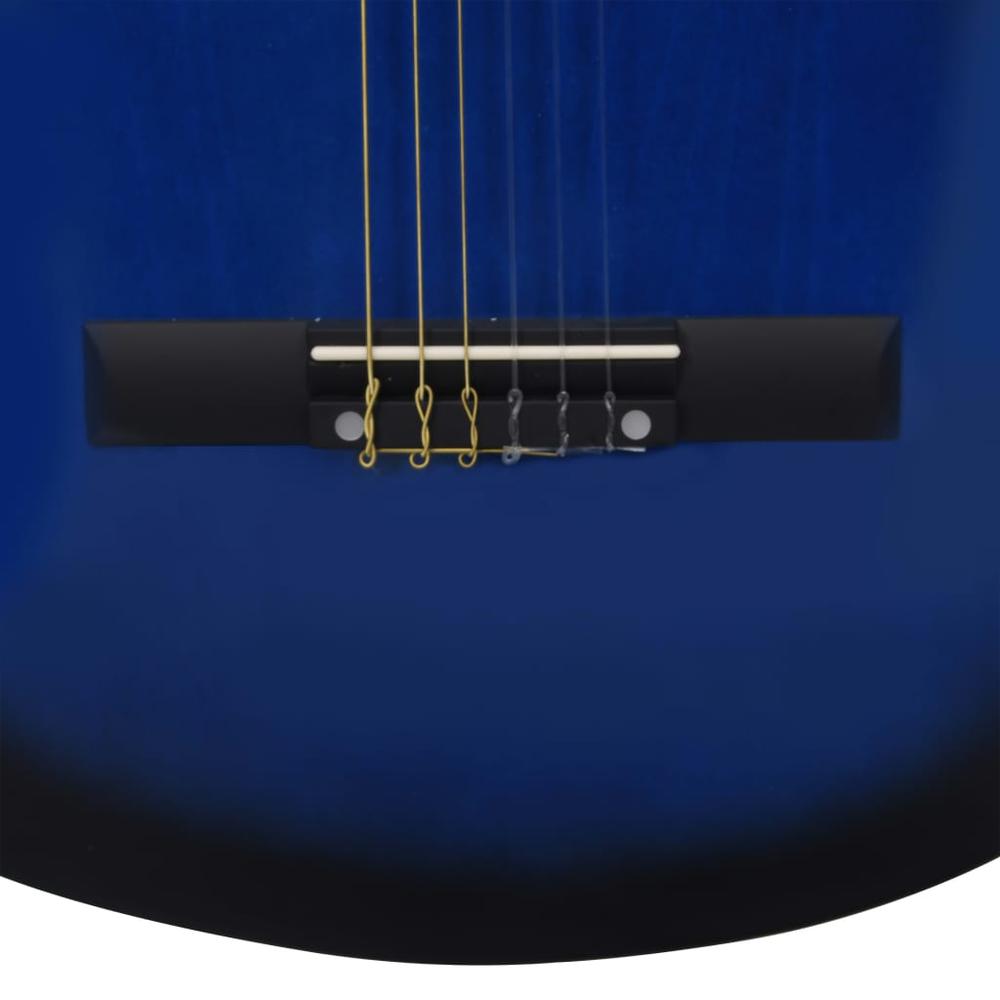 8 Piece Classical Guitar Kid Beginner Set Blue 3/4 36". Picture 9