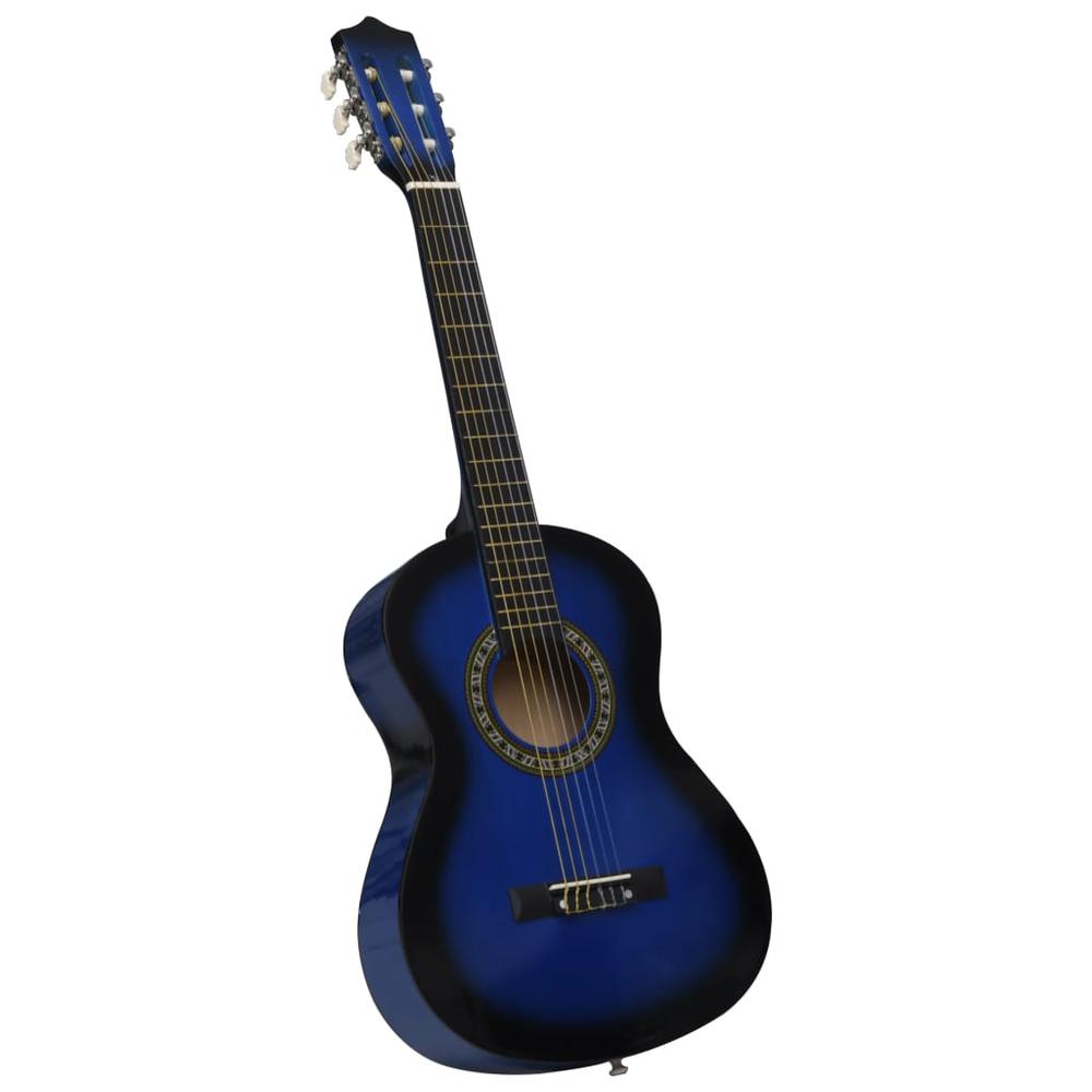 8 Piece Classical Guitar Beginner Set Blue 1/2 34". Picture 4