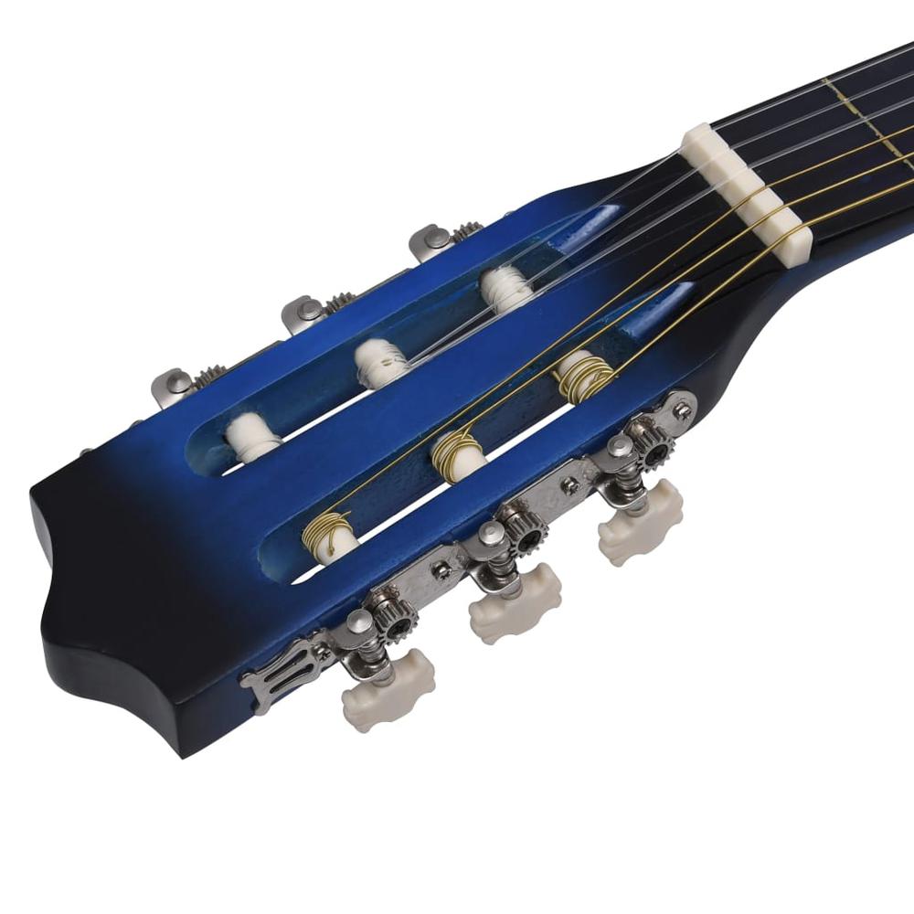 8 Piece Classical Guitar Beginner Set Blue 1/2 34". Picture 7