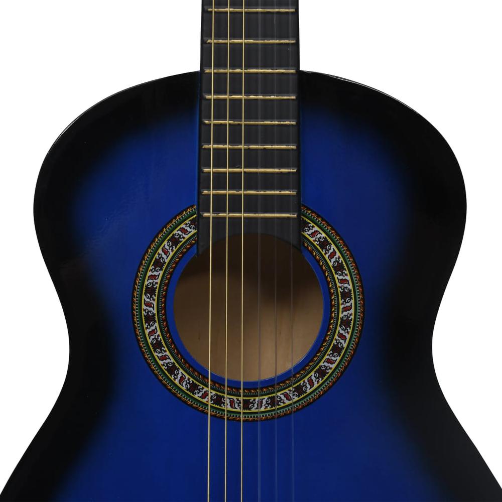 8 Piece Classical Guitar Beginner Set Blue 1/2 34". Picture 8