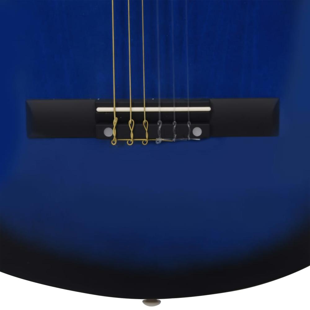 8 Piece Classical Guitar Beginner Set Blue 1/2 34". Picture 9