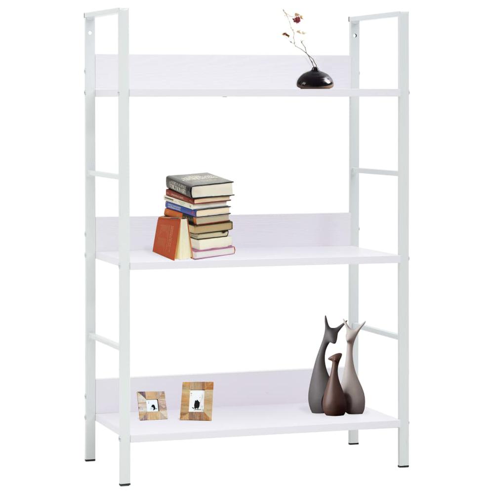 3-Layer Book Shelf White 23.6"x10.9"x35.6" Engineered Wood. Picture 1