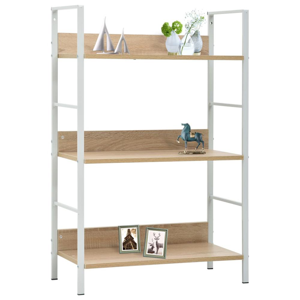 3-Layer Book Shelf Oak 23.6"x10.9"x35.6" Engineered Wood. Picture 1