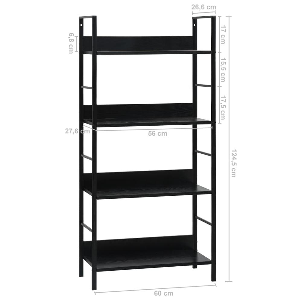 4-Layer Book Shelf Black 23.6"x10.9"x49" Engineered Wood. Picture 6