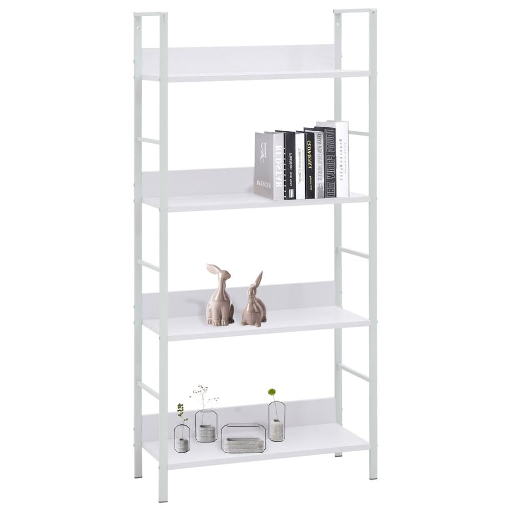 4-Layer Book Shelf White 23.6"x10.9"x49" Engineered Wood. Picture 1