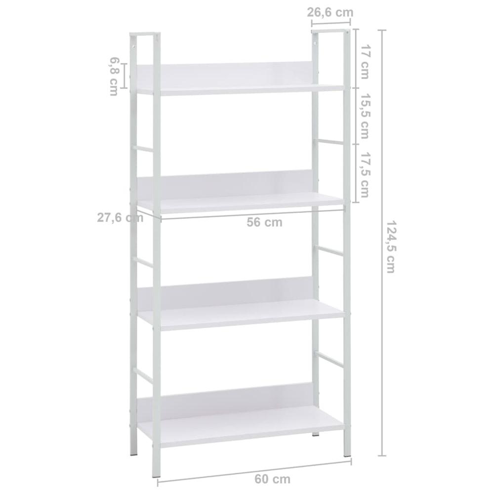 4-Layer Book Shelf White 23.6"x10.9"x49" Engineered Wood. Picture 6