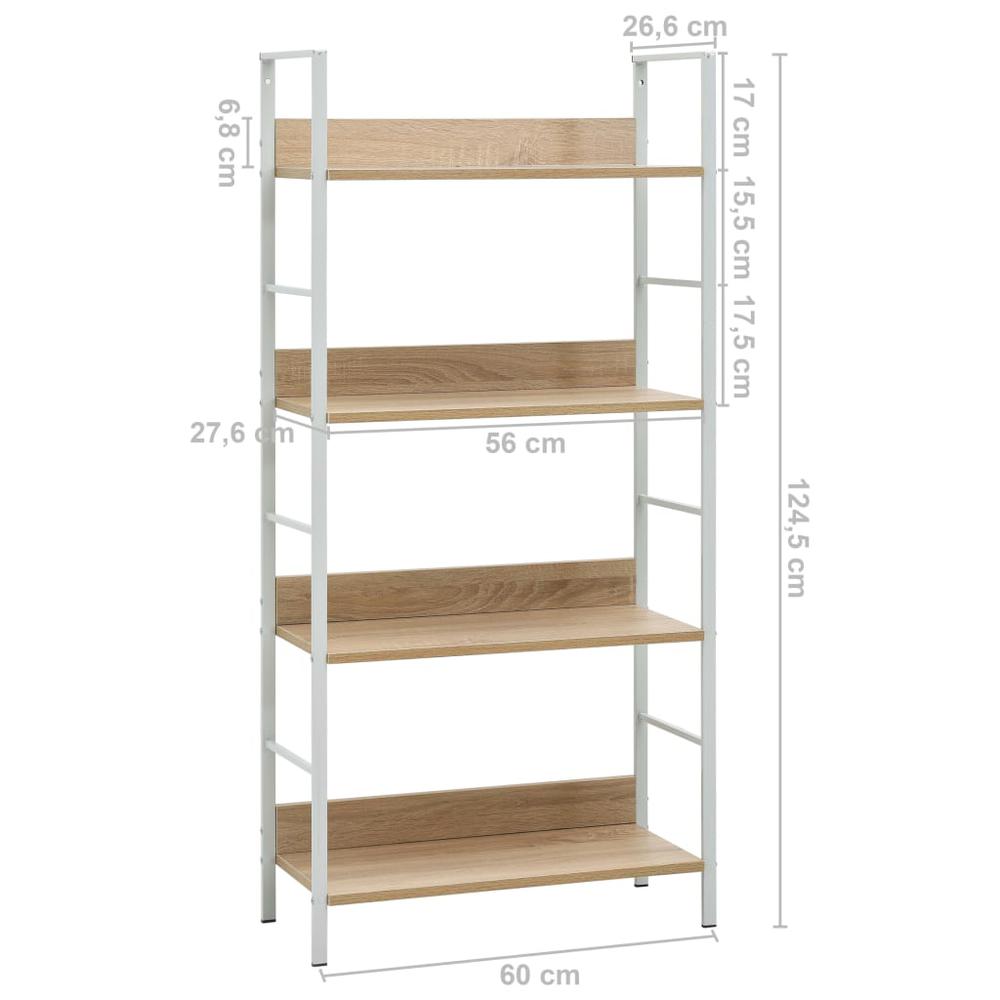 4-Layer Book Shelf Oak 23.6"x10.9"x49" Engineered Wood. Picture 6