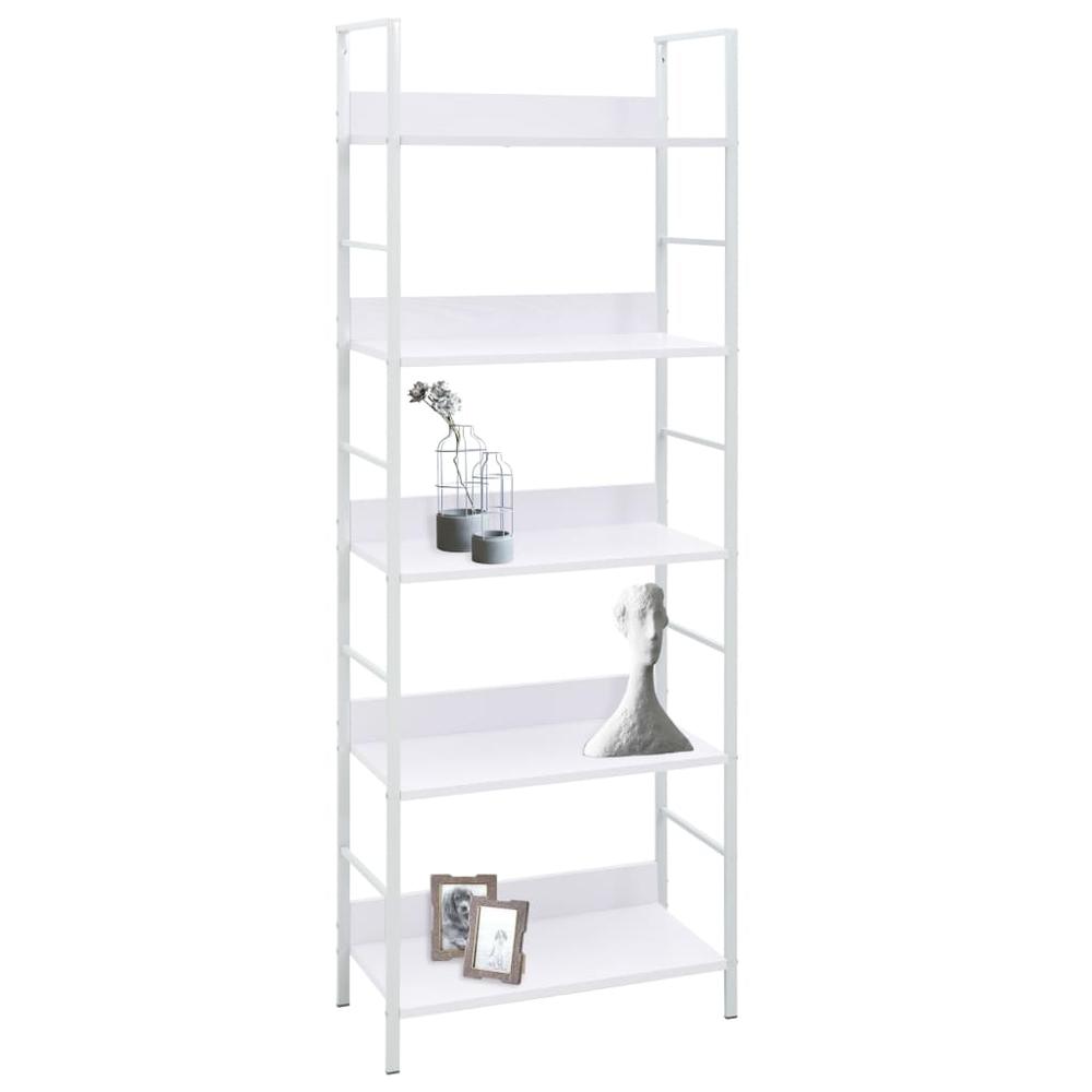 5-Layer Book Shelf White 23.6"x10.9"x62.4" Engineered Wood. Picture 1
