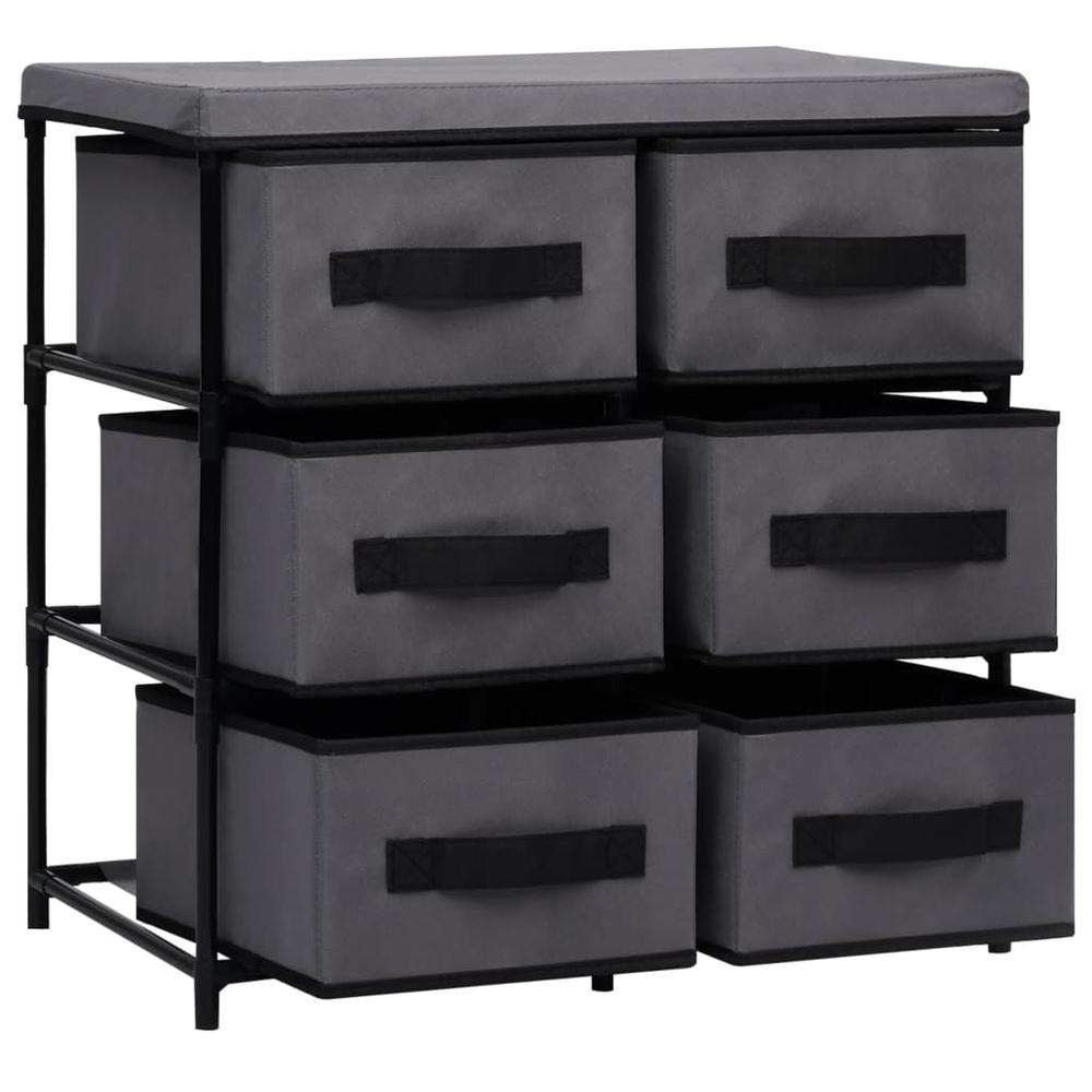 Storage Cabinet with 6 Drawers 21.7"x11.4"x21.7" Gray Steel. Picture 3