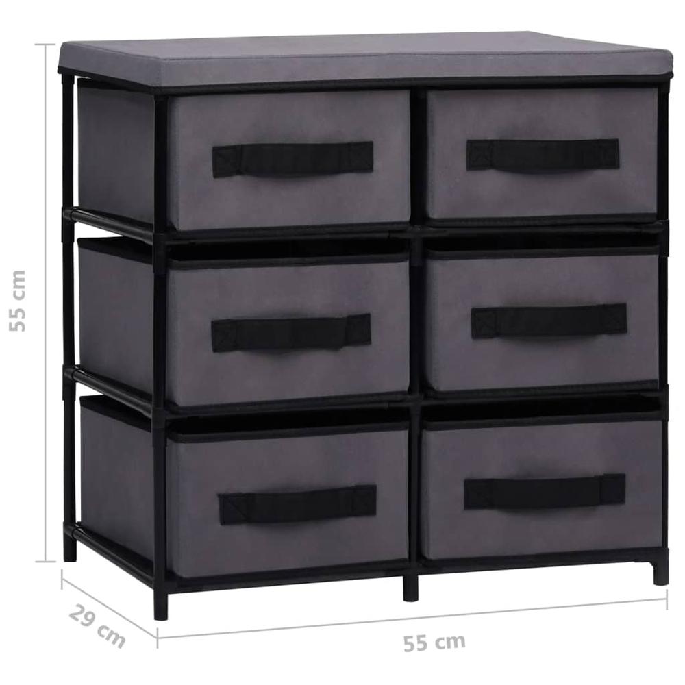 Storage Cabinet with 6 Drawers 21.7"x11.4"x21.7" Gray Steel. Picture 9
