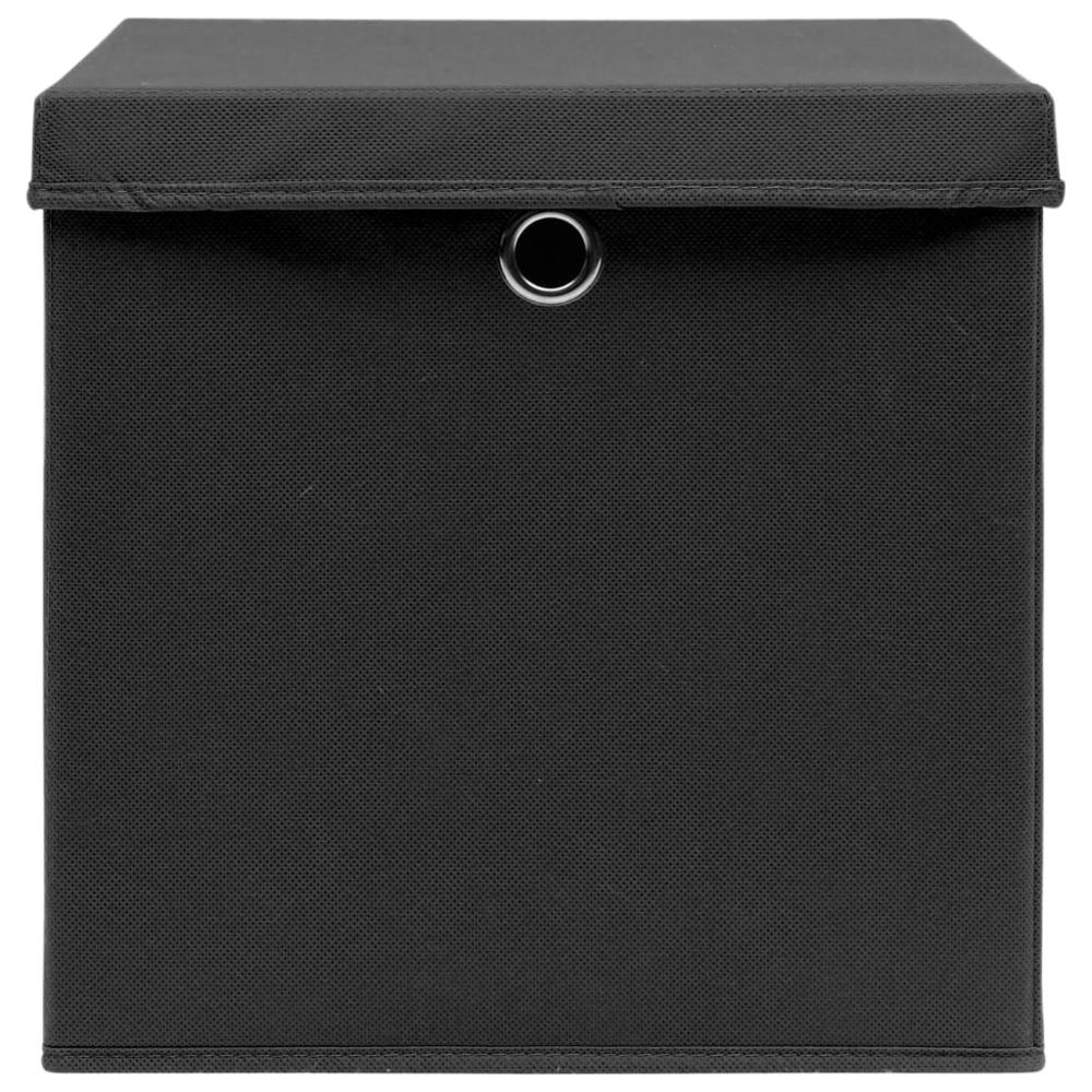 Storage Boxes with Lids 4 pcs Black 12.6"x12.6"x12.6" Fabric. Picture 2