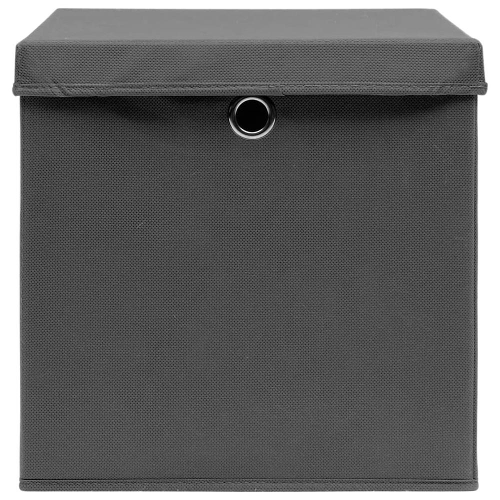 Storage Boxes with Lids 4 pcs Gray 12.6"x12.6"x12.6" Fabric. Picture 3