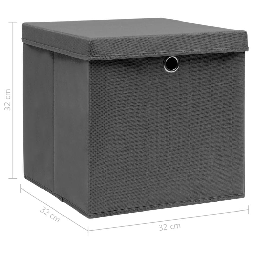 Storage Boxes with Lids 4 pcs Gray 12.6"x12.6"x12.6" Fabric. Picture 5