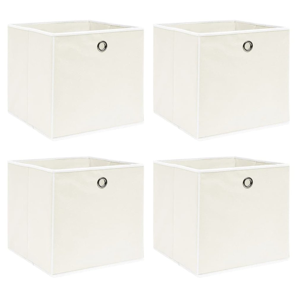 Storage Boxes 4 pcs White 12.6"x12.6"x12.6" Fabric. Picture 1