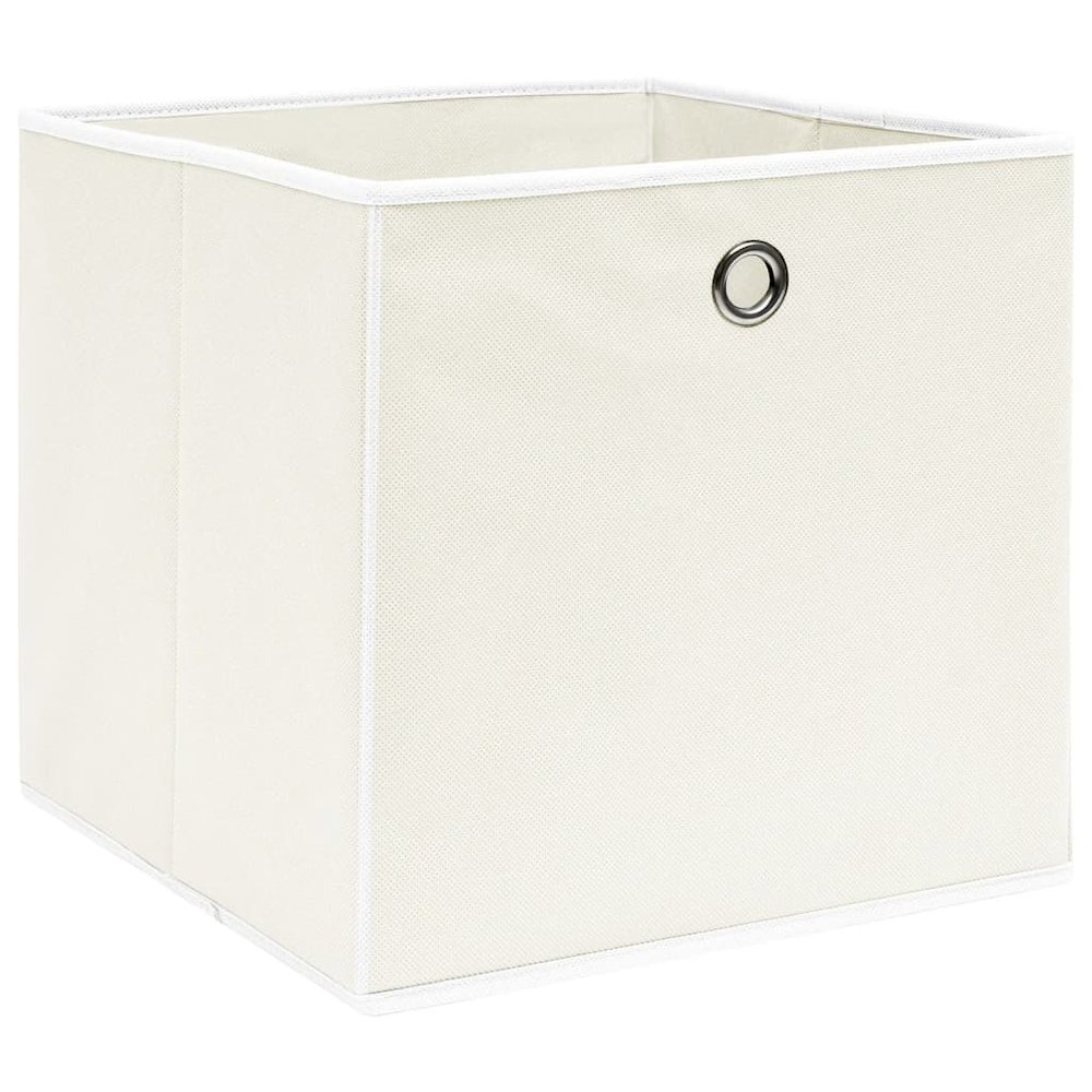 Storage Boxes 4 pcs White 12.6"x12.6"x12.6" Fabric. Picture 2