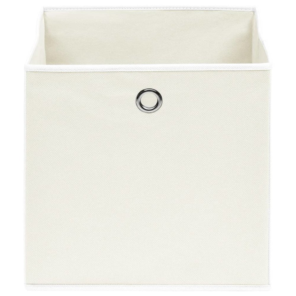 Storage Boxes 4 pcs White 12.6"x12.6"x12.6" Fabric. Picture 3