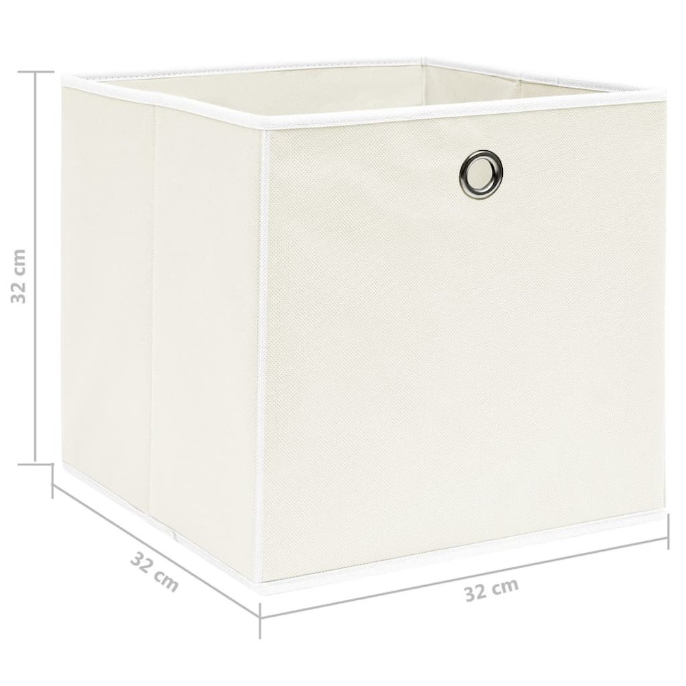 Storage Boxes 4 pcs White 12.6"x12.6"x12.6" Fabric. Picture 5