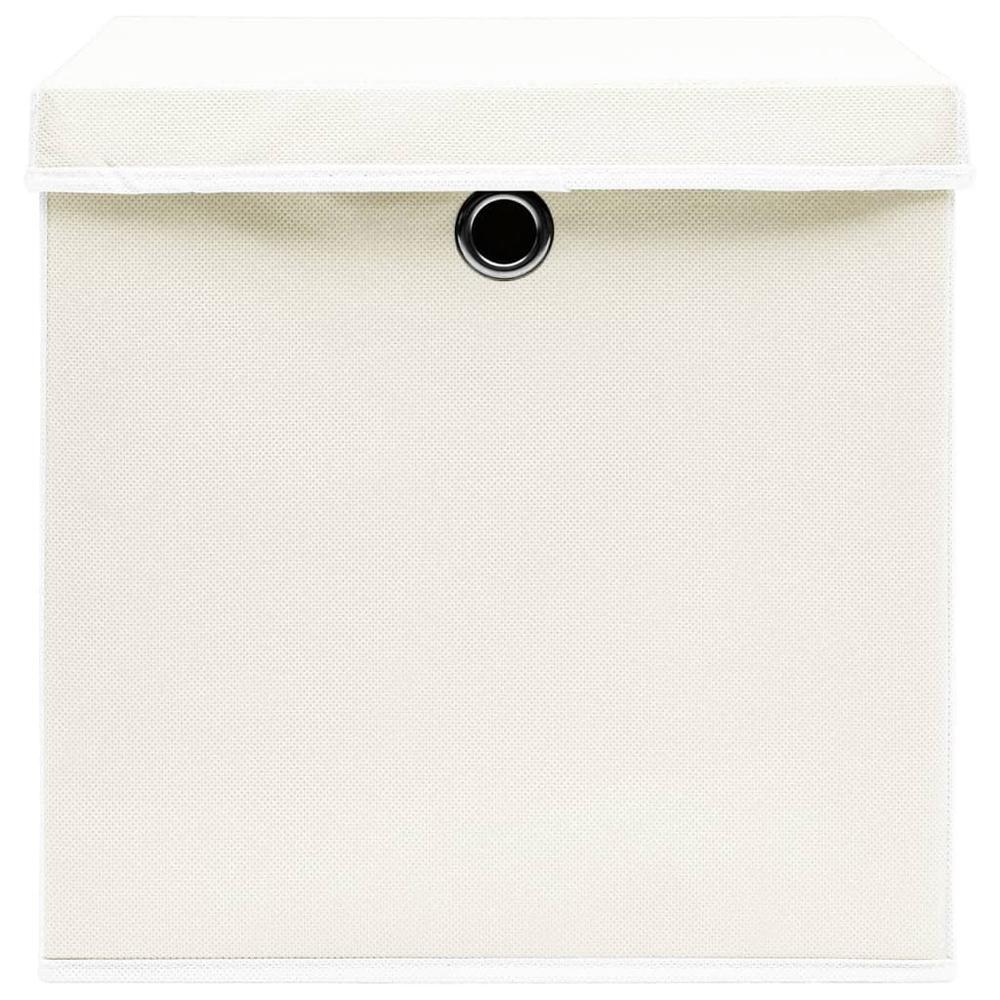 Storage Boxes with Lids 4 pcs White 12.6"x12.6"x12.6" Fabric. Picture 3