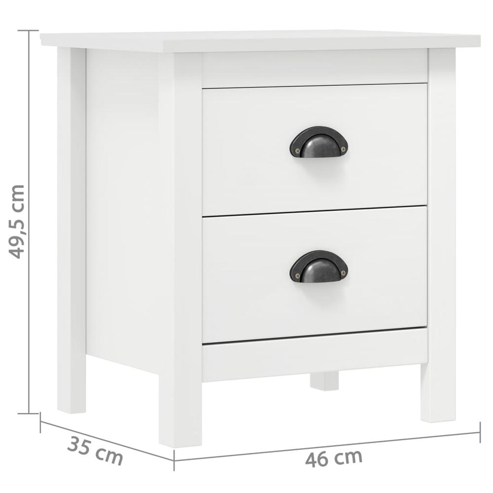 Bedside Cabinet Hill White 18.1"x13.8"x19.5" Solid Pine Wood. Picture 6