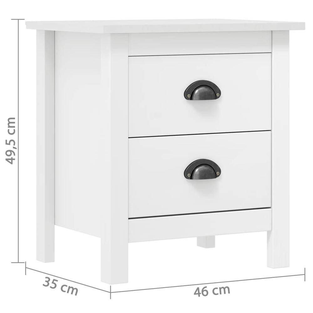 Bedside Cabinet Hill 2 pcs White 18.1"x13.8"x19.5" Solid Pine Wood. Picture 7