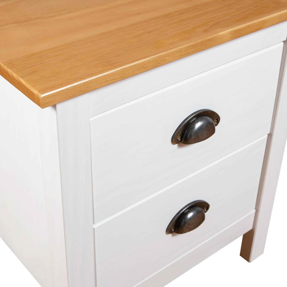 Bedside Cabinet Hill 2 pcs White 18.1"x13.8"x19.5" Solid Pine Wood. Picture 6
