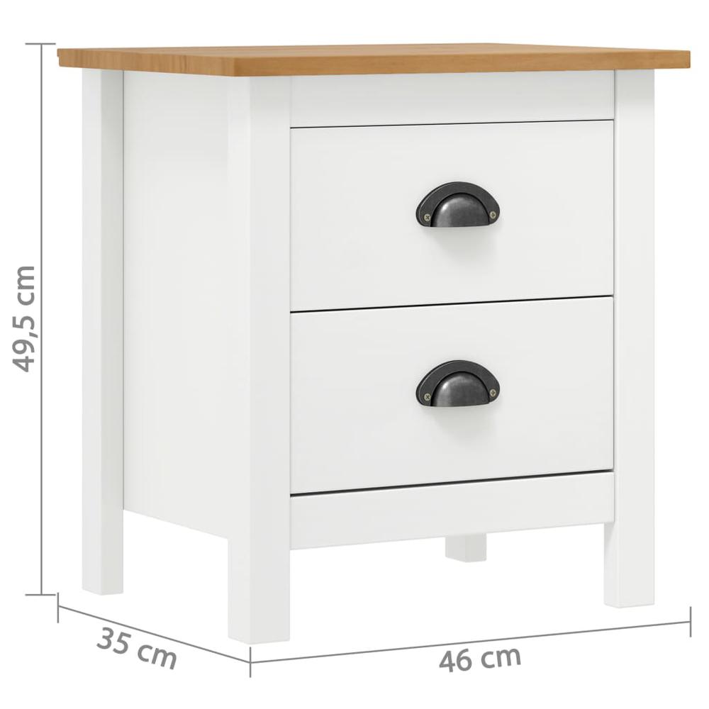 Bedside Cabinet Hill 2 pcs White 18.1"x13.8"x19.5" Solid Pine Wood. Picture 7