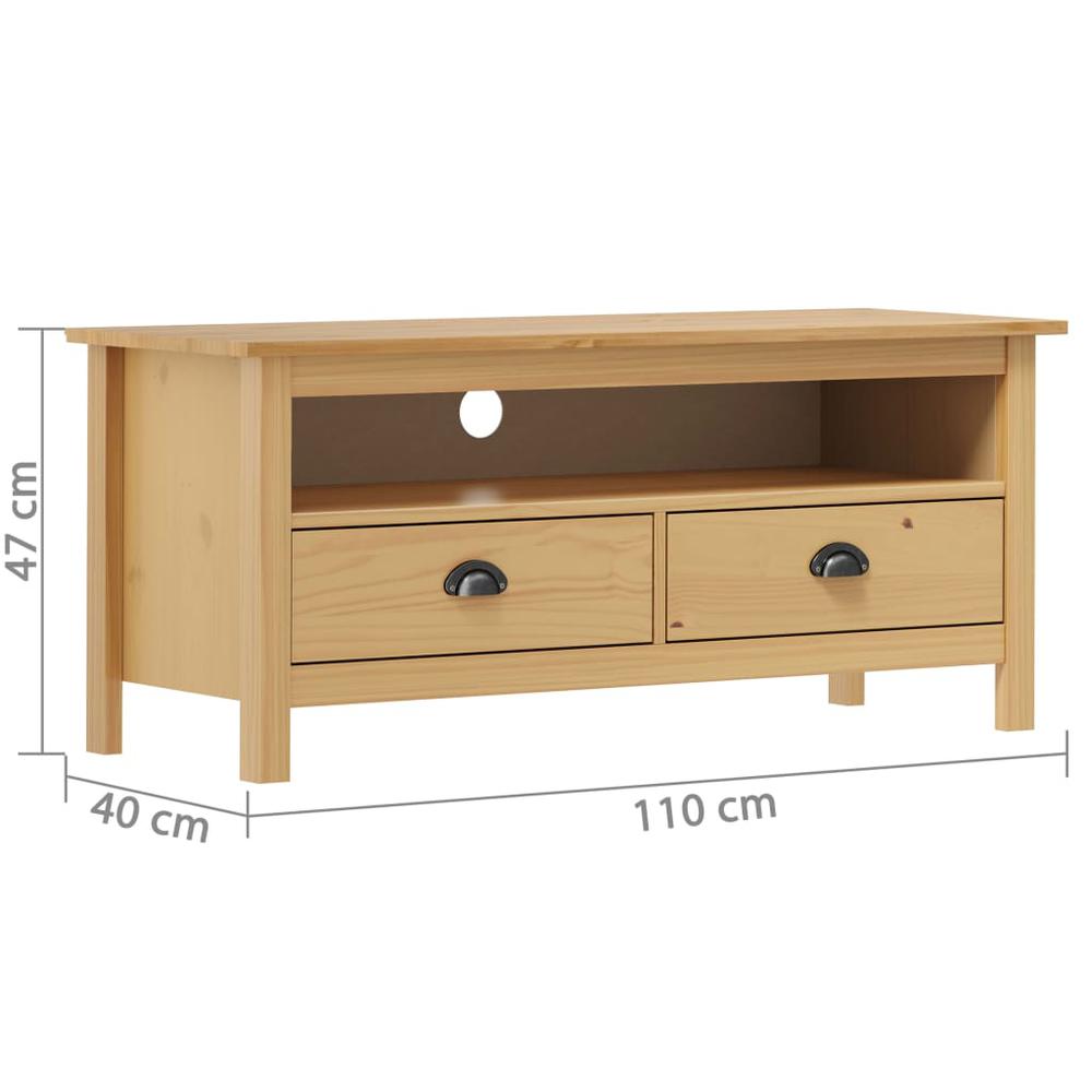 TV Stand Hill Honey Brown 43.3"x15.7"x18.5" Solid Pine Wood. Picture 3